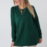 Prosty elegancki sweter damski plus size – klasyczny sweter XXL dla puszystych kobiet w dużych rozmiarach