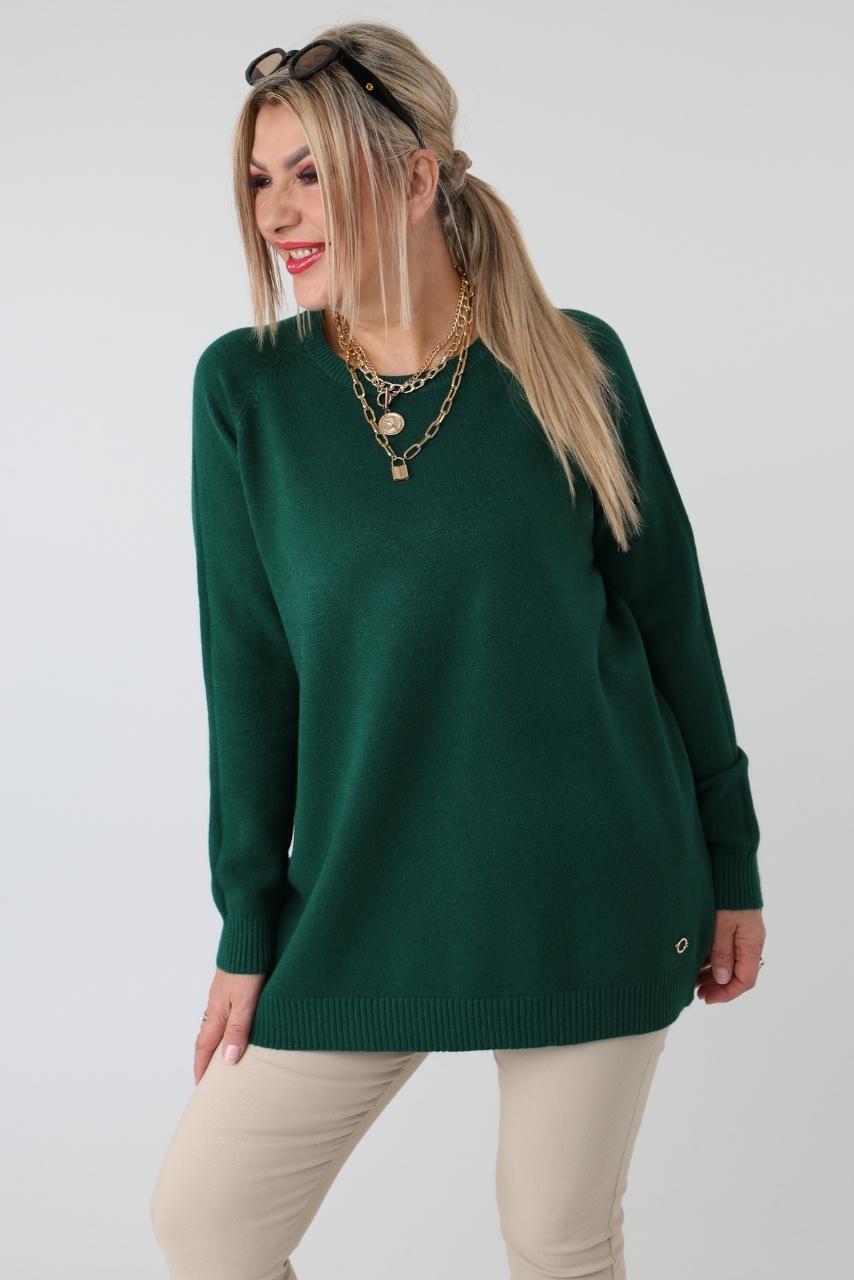 Prosty elegancki sweter damski plus size – klasyczny sweter XXL dla puszystych kobiet w dużych rozmiarach