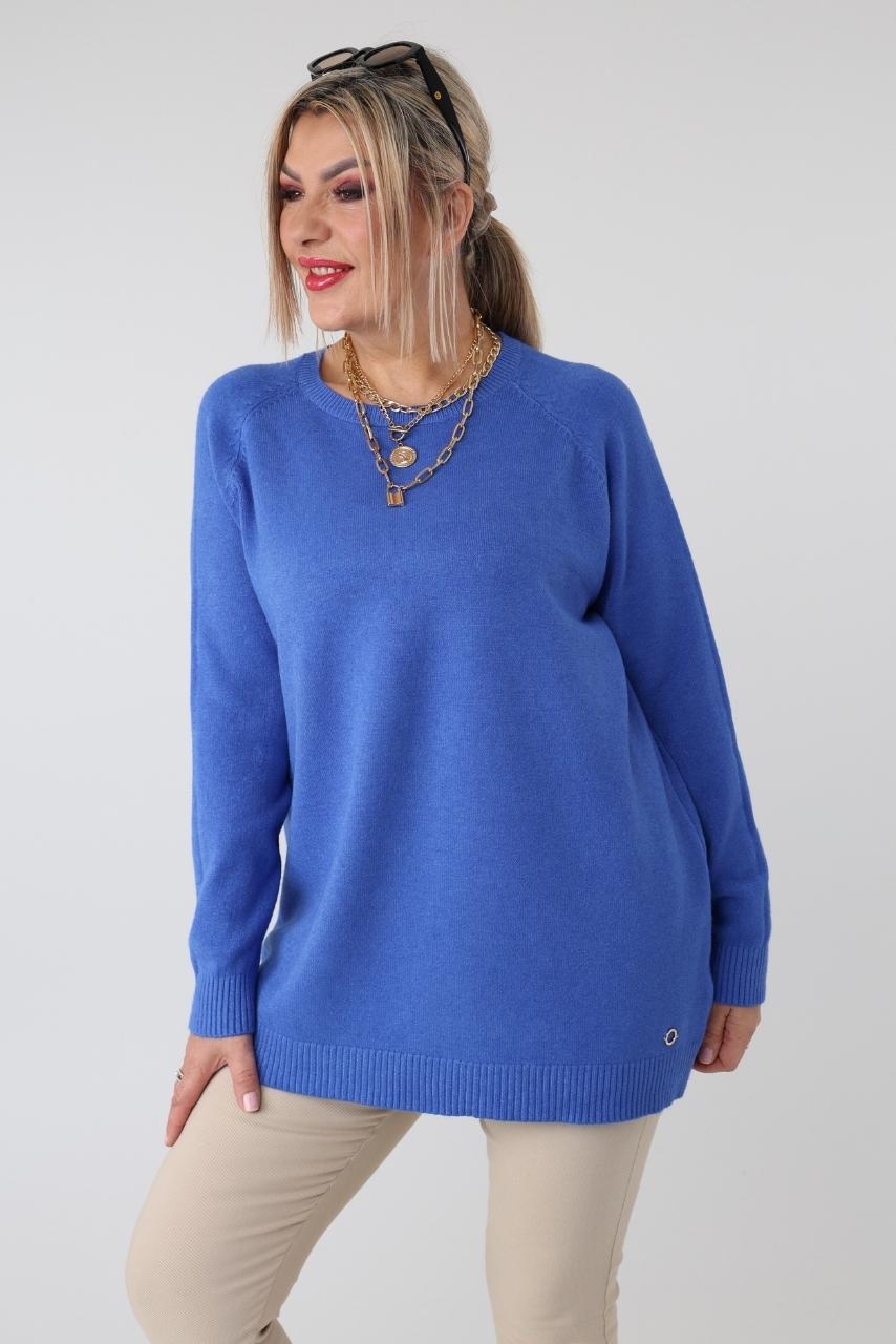 Prosty elegancki sweter damski plus size – klasyczny sweter XXL dla puszystych kobiet w dużych rozmiarach
