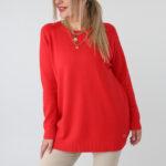 Prosty elegancki sweter damski plus size – klasyczny sweter XXL dla puszystych kobiet w dużych rozmiarach