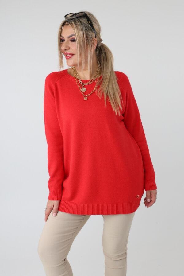 Prosty elegancki sweter damski plus size – klasyczny sweter XXL dla puszystych kobiet w dużych rozmiarach