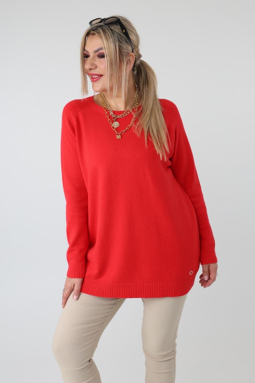Prosty elegancki sweter damski plus size – klasyczny sweter XXL dla puszystych kobiet w dużych rozmiarach