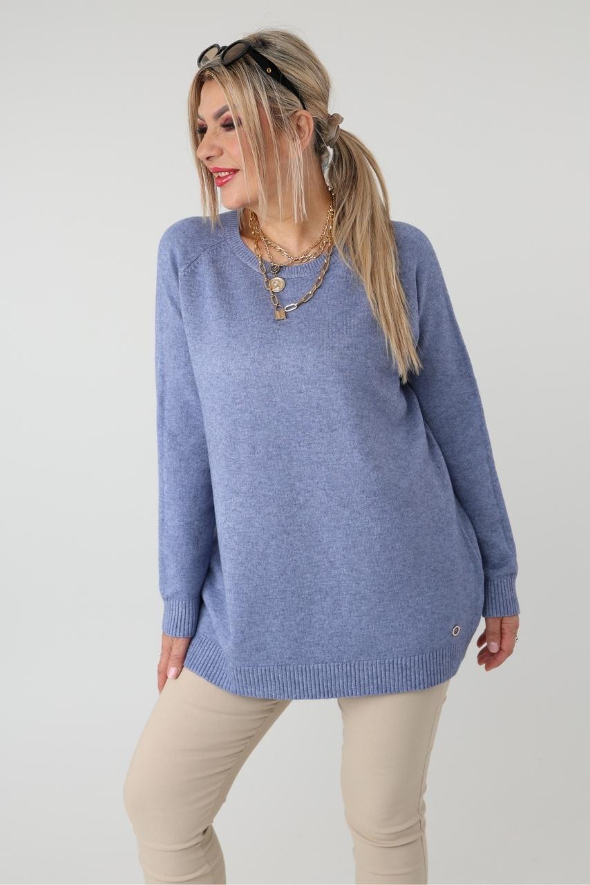 Prosty elegancki sweter damski plus size – klasyczny sweter XXL dla puszystych kobiet w dużych rozmiarach