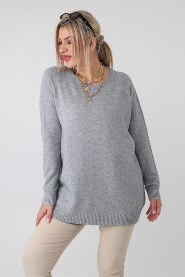 Prosty elegancki sweter damski plus size – klasyczny sweter XXL dla puszystych kobiet w dużych rozmiarach