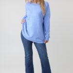 elegancki sweter damski plus size z dżetami na dekolcie – sweter XXL dla puszystych kobiet