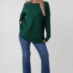 elegancki sweter damski plus size z dżetami na dekolcie – sweter XXL dla puszystych kobiet