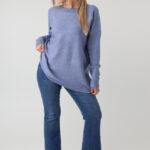 elegancki sweter damski plus size z dżetami na dekolcie – sweter XXL dla puszystych kobiet