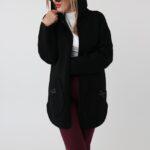 Sweter damski kardigan plus size na zamek z kapturem – rozpinany sweter XXL dla puszystych kobiet w dużych rozmiarach