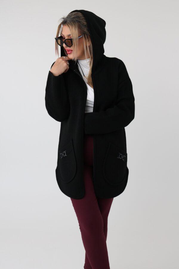 Sweter damski kardigan plus size na zamek z kapturem – rozpinany sweter XXL dla puszystych kobiet w dużych rozmiarach