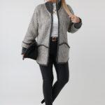 Sweter damski kardigan plus size z golfem na zamek – elegancki rozpinany sweter XXL dla puszystych kobiet