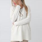 Sweter damski plus size z rozcięciami na guziki – luźny sweter XXL dla puszystych kobiet w dużych rozmiarach