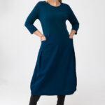 Morska sukienka bombka plus size z kieszeniami 42-50