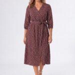 Sukienka-w-kwiaty-plus-size-midi-z-gumą-w-pasie-brązowa (4)