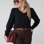 Elegancka bluzka damska plus size z dekoltem w serek, długim rękawem i mankietami – wizytowa bluzka XXL dla puszystych 44-54