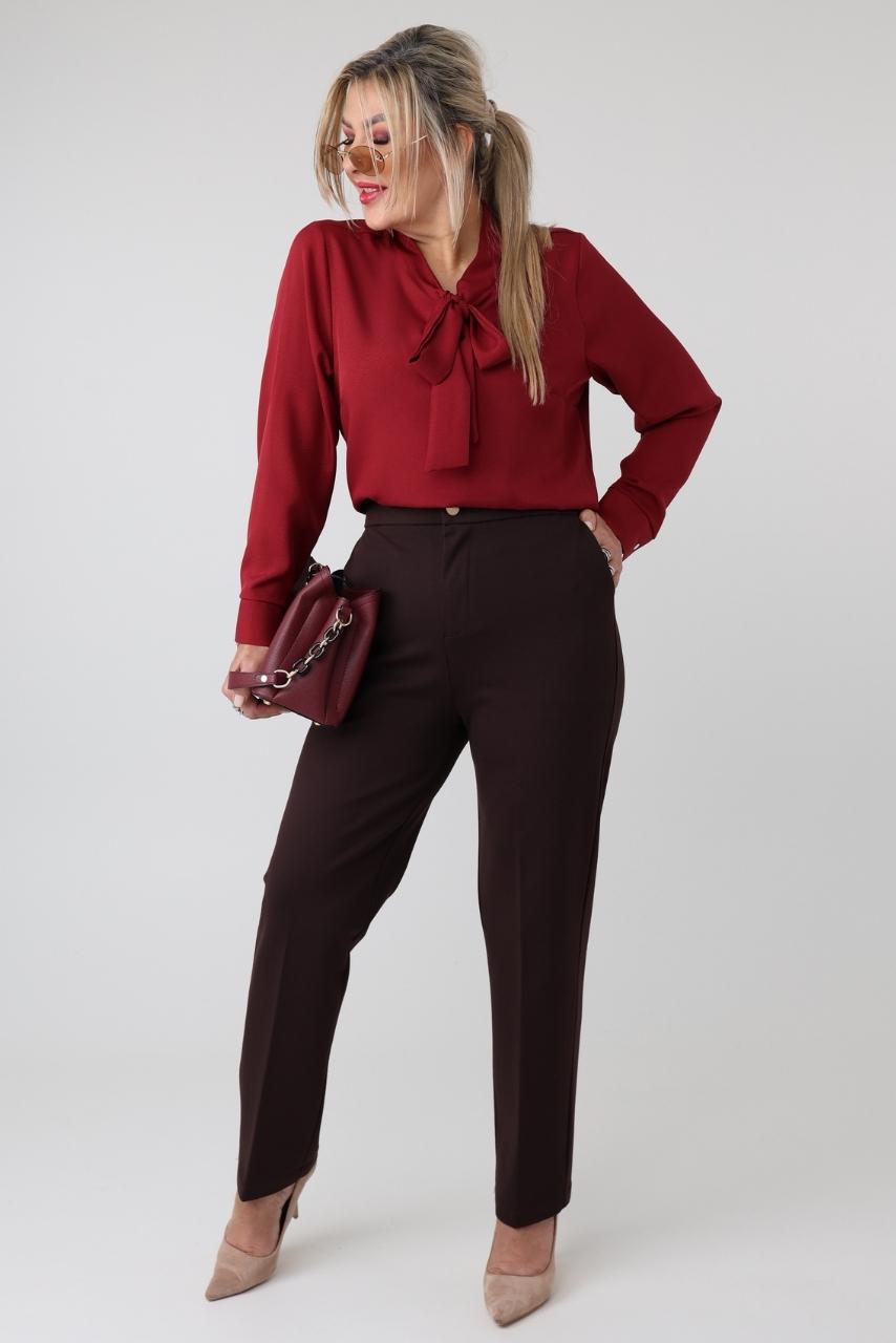 Eleganckie spodnie damskie plus size w kant z prostą nogawką – spodnie ze streczem XXL dla puszystych 42-52
