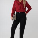 Eleganckie spodnie damskie plus size w kant z prostą nogawką – spodnie ze streczem XXL dla puszystych 42-52