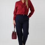 Eleganckie spodnie damskie plus size w kant z prostą nogawką – spodnie ze streczem XXL dla puszystych 42-52