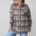 Flanelowa koszula damska plus size w kratę – koszula XXL w dużych rozmiarach dla puszystych kobiet 42-50