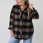Flanelowa koszula damska plus size w kratę – koszula XXL w dużych rozmiarach dla puszystych kobiet 42-50