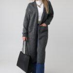 Długi kardigan damski plus size oversize z kieszeniami – ciepły sweter wełniany XXL i narzutka dla puszystych 44-48