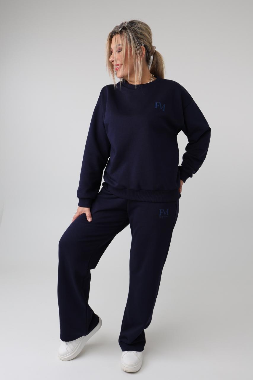 Bawełniany komplet dresowy damski plus size z logiem – modne dresy XXL w dużych rozmiarach dla puszystych kobiet 44-52