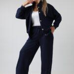 Komplet dresowy damski plus size z rozpinaną bluzą i spodniami z gumką w pasie – dres XXL dla puszystych 44-52
