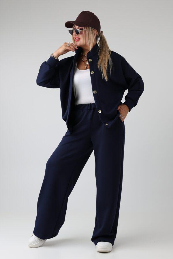 Komplet dresowy damski plus size z rozpinaną bluzą i spodniami z gumką w pasie – dres XXL dla puszystych 44-52