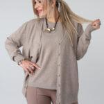 Komplet sweterkowy damski plus size bluzka i rozpinany kardigan – sweter XXL w dużych rozmiarach dla puszystych kobiet 42-48