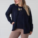 Komplet sweterkowy damski plus size bluzka i rozpinany kardigan – sweter XXL w dużych rozmiarach dla puszystych kobiet 42-48
