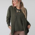 Komplet sweterkowy damski plus size bluzka i rozpinany kardigan – sweter XXL w dużych rozmiarach dla puszystych kobiet 42-48