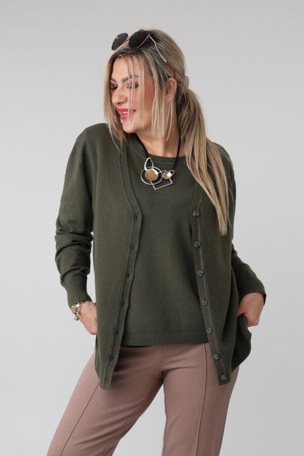 Komplet sweterkowy damski plus size bluzka i rozpinany kardigan – sweter XXL w dużych rozmiarach dla puszystych kobiet 42-48