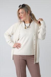 Komplet sweterkowy damski plus size bluzka i rozpinany kardigan – sweter XXL w dużych rozmiarach dla puszystych kobiet 42-48