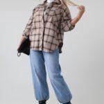 Koszula w kratę damska plus size – koszula damska XXL w dużych rozmiarach dla puszystych 42-50
