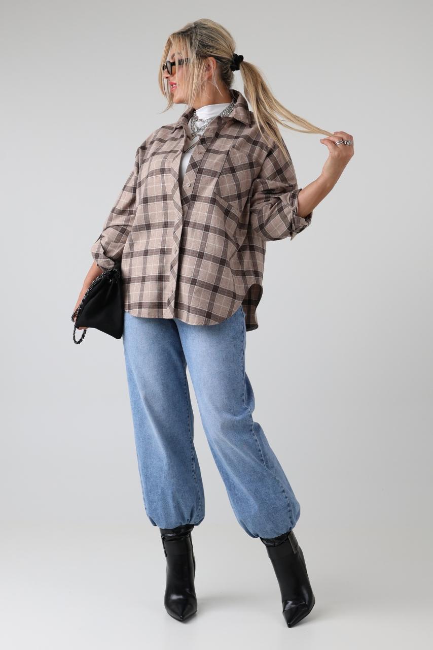 Koszula w kratę damska plus size – koszula damska XXL w dużych rozmiarach dla puszystych 42-50