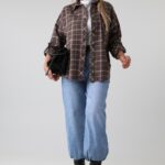 Koszula w kratę damska plus size – koszula damska XXL w dużych rozmiarach dla puszystych 42-50