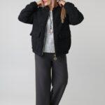 Kurtka bomberka damska plus size z wełny parzonej – elegancka rozpinana kurtka przejściowa w dużych rozmiarach 42-50