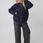 Kurtka bomberka damska plus size z wełny parzonej – elegancka rozpinana kurtka przejściowa w dużych rozmiarach 42-50