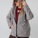 Kurtka damska plus size bukla rozpinana z kapturem – elegancka bomberka XXL w dużych rozmiarach dla puszystych 42-48