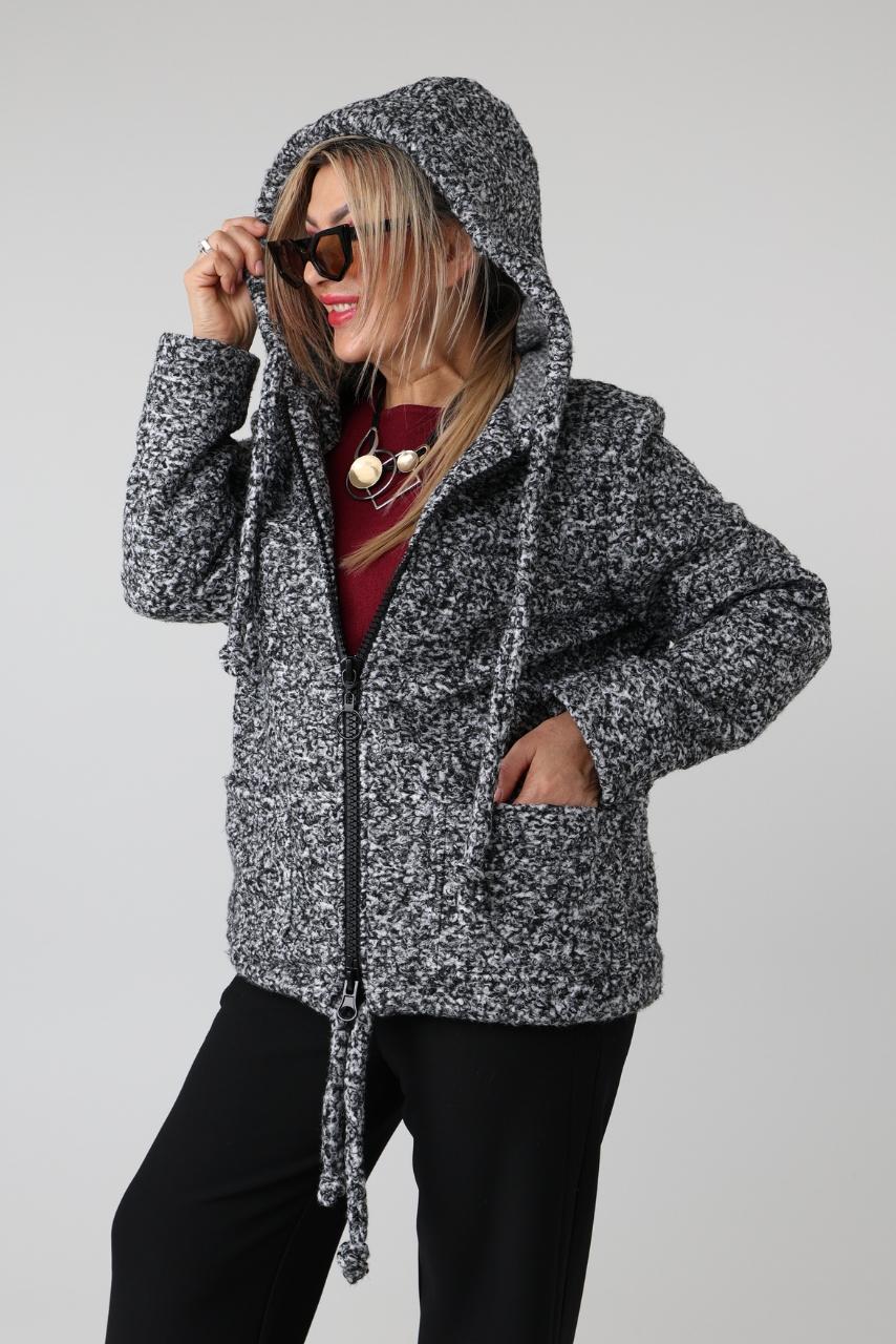 Kurtka damska plus size bukla rozpinana z kapturem – elegancka bomberka XXL w dużych rozmiarach dla puszystych 42-48