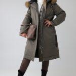 Długa kurtka damska zimowa plus size parka z kapturem – ocieplana pikowana kurtka XXL za kolano dla puszystych 44-52
