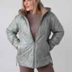 Krótka pikowana kurtka przejściowa jesienna damska plus size – kurtka XXL w dużych rozmiarach dla puszystych kobiet 42-52
