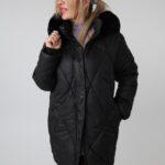 Dłuższa pikowana kurtka zimowa damska plus size ocieplana przed kolano – ciepła kurtka XXL dla puszystych kobiet 44-54
