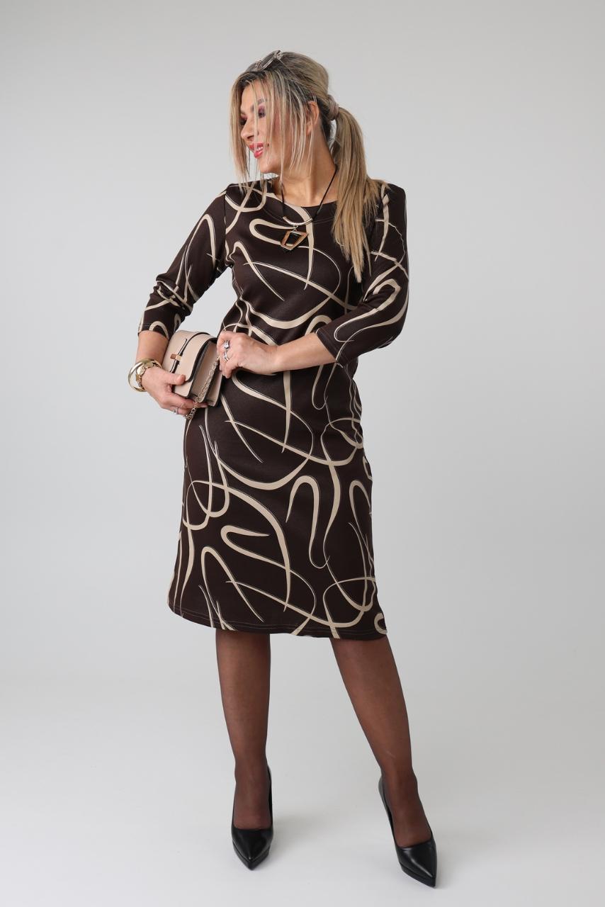 Prosta sukienka PLUS SIZE w mazie brązowa 44-54