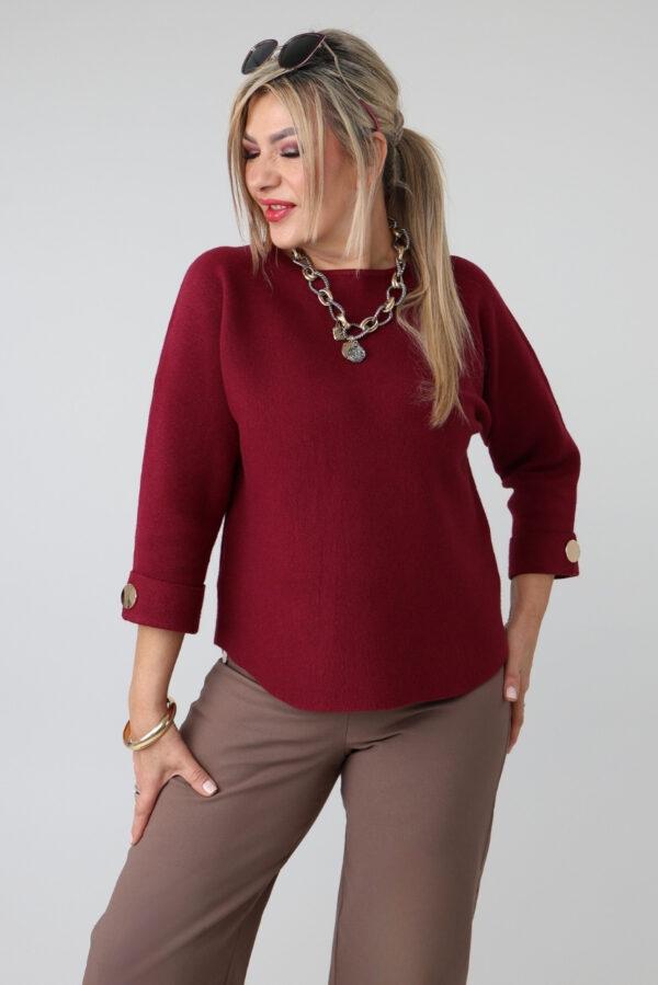 Sweter damski plus size z podwiniętym rękawem – sweter XXL dla puszystych kobiet w dużych rozmiarach 42-48