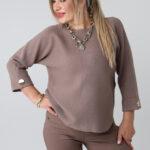 Sweter damski plus size z podwiniętym rękawem – sweter XXL dla puszystych kobiet w dużych rozmiarach 42-48