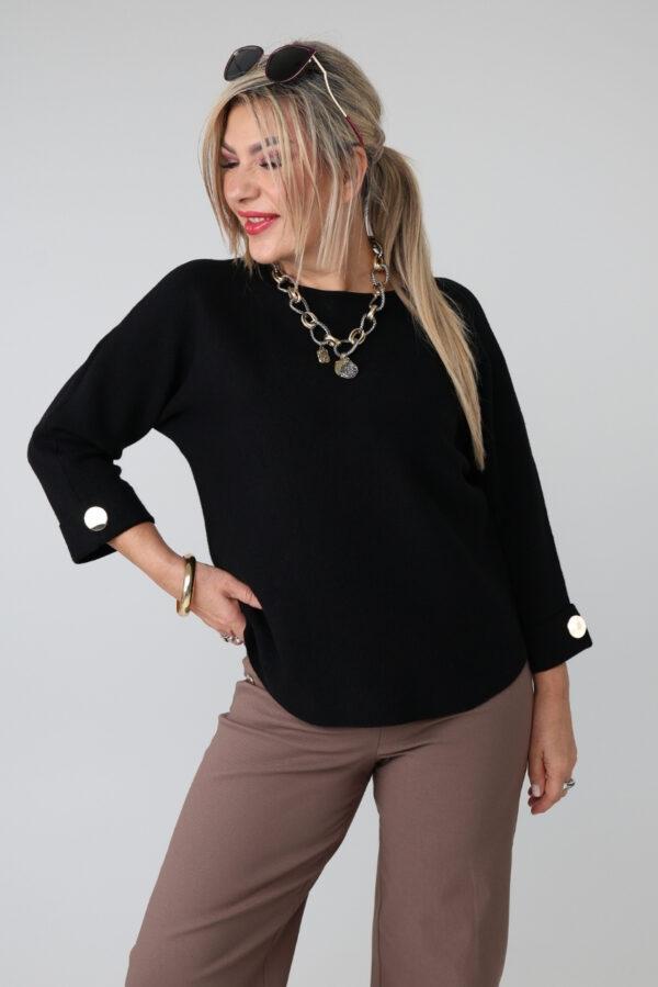 Sweter damski plus size z podwiniętym rękawem – sweter XXL dla puszystych kobiet w dużych rozmiarach 42-48