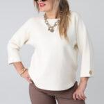 Sweter damski plus size z podwiniętym rękawem – sweter XXL dla puszystych kobiet w dużych rozmiarach 42-48
