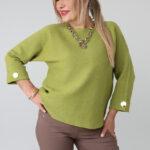 sweter-damski-plus-size-zielony-z-podwinietym-rekawem