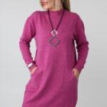Dłuższy sweter tunika plus size z półgolfem i kieszeniami – luźny elegancki sweter damski XXL dla puszystych kobiet