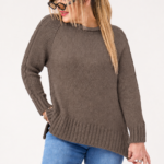 Wełniany sweter damski plus size szary 44-46